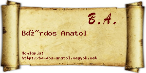 Bárdos Anatol névjegykártya
